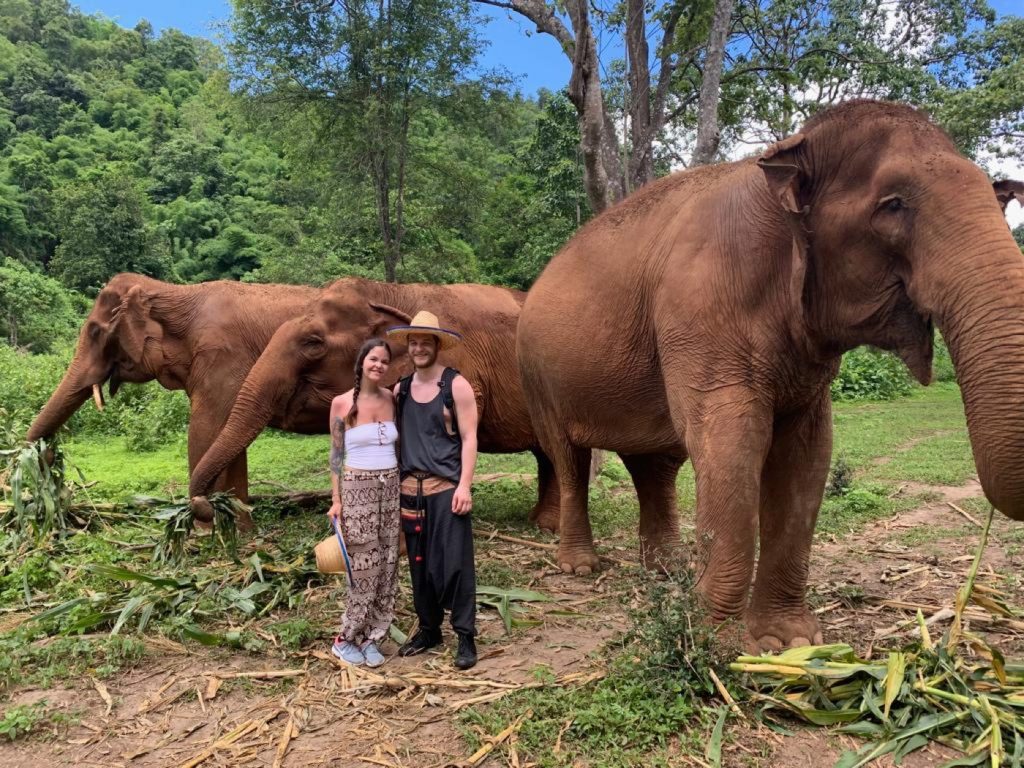 Photo of us smiling with elephants